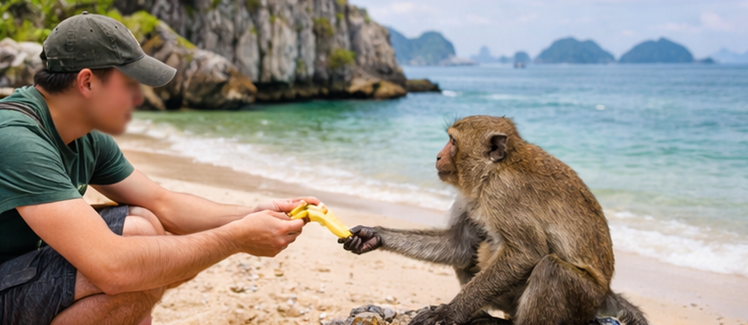 When the troop of monkeys appears at the right time, you can play with them