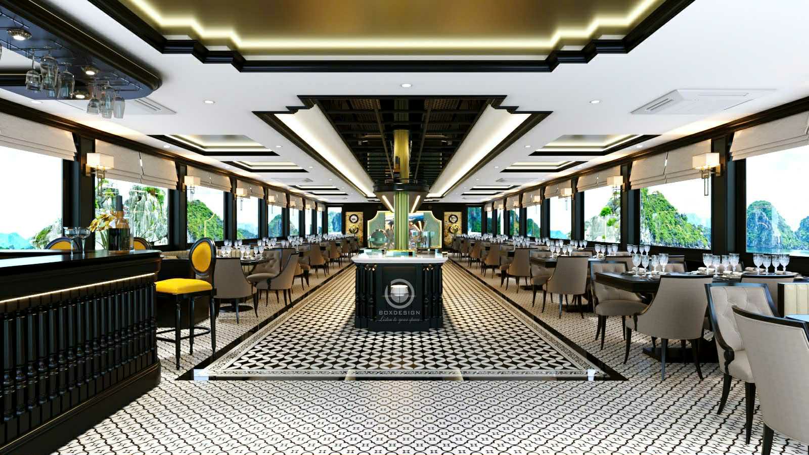 Guest lounge on the sleeping boat